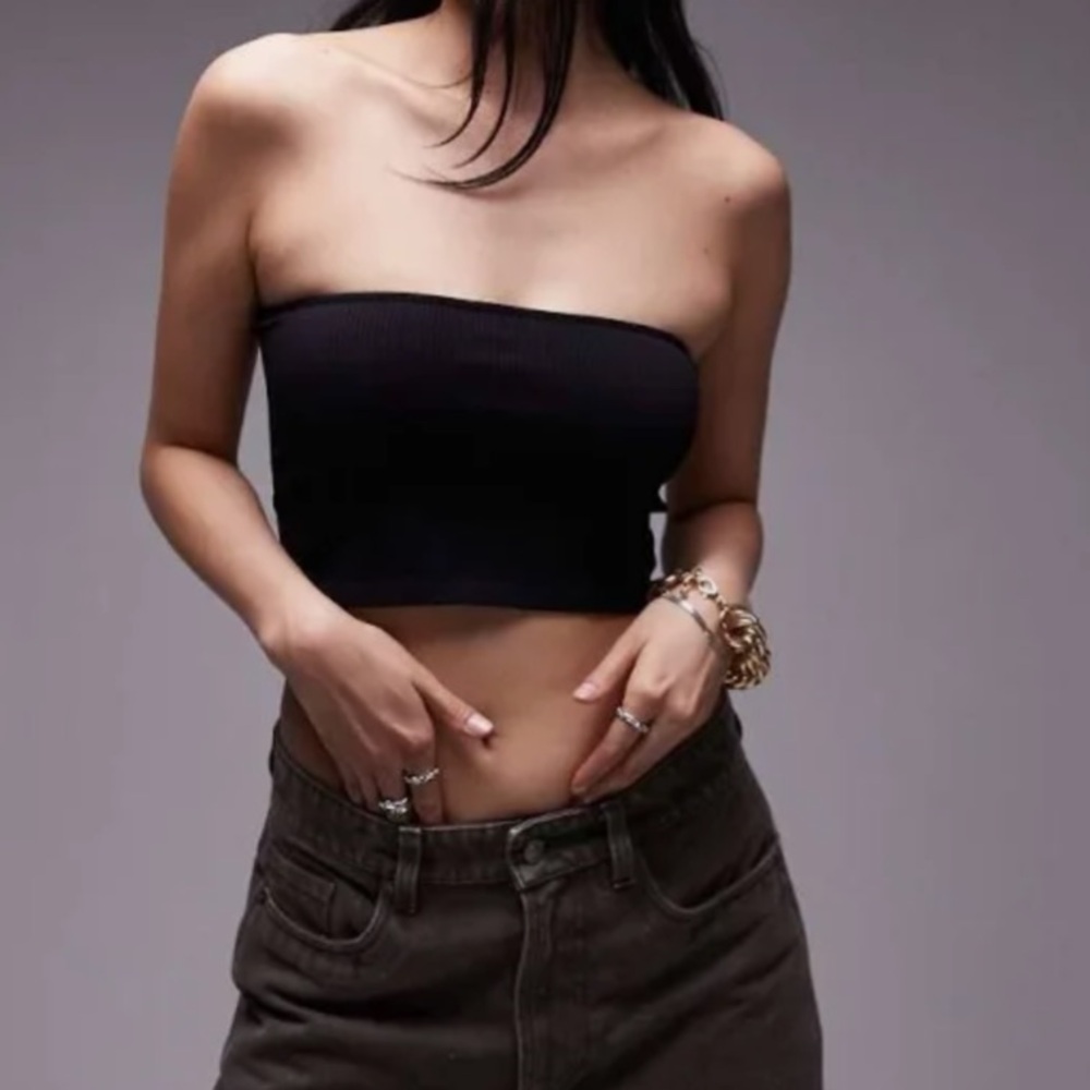 Topshop black seamless cropped bandeau (US 4)